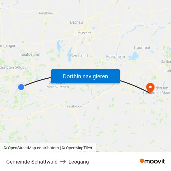 Gemeinde Schattwald to Leogang map