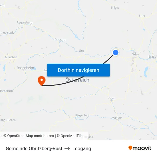 Gemeinde Obritzberg-Rust to Leogang map