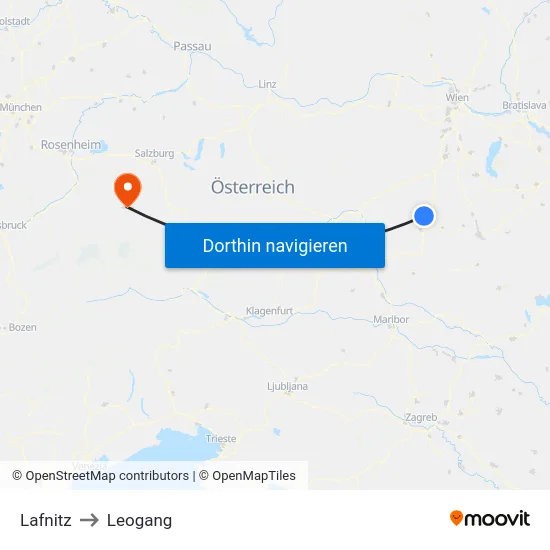 Lafnitz to Leogang map