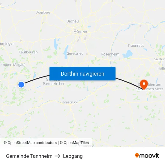 Gemeinde Tannheim to Leogang map