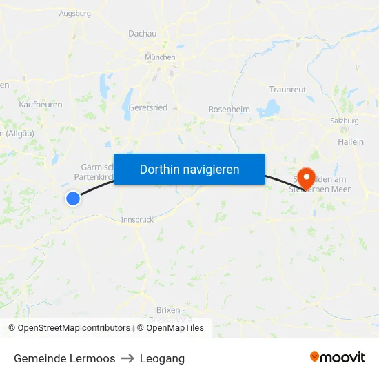 Gemeinde Lermoos to Leogang map