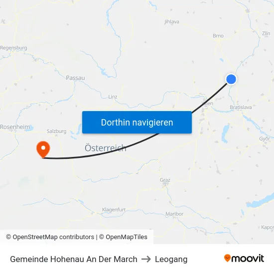 Gemeinde Hohenau An Der March to Leogang map