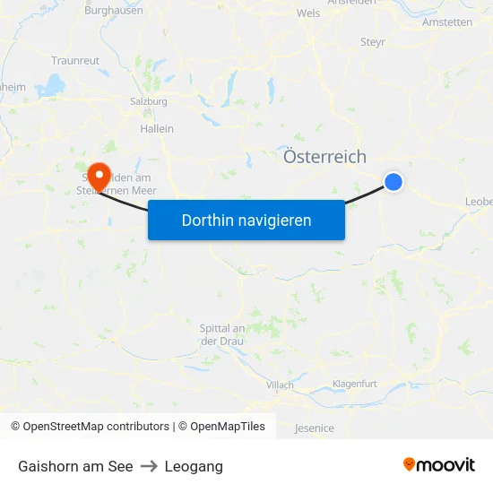 Gaishorn am See to Leogang map