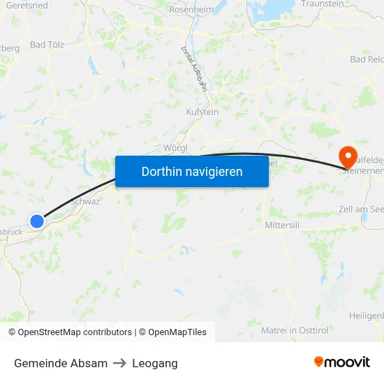 Gemeinde Absam to Leogang map
