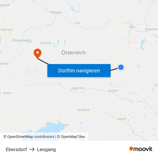 Ebersdorf to Leogang map