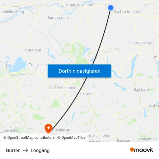 Gurten to Leogang map