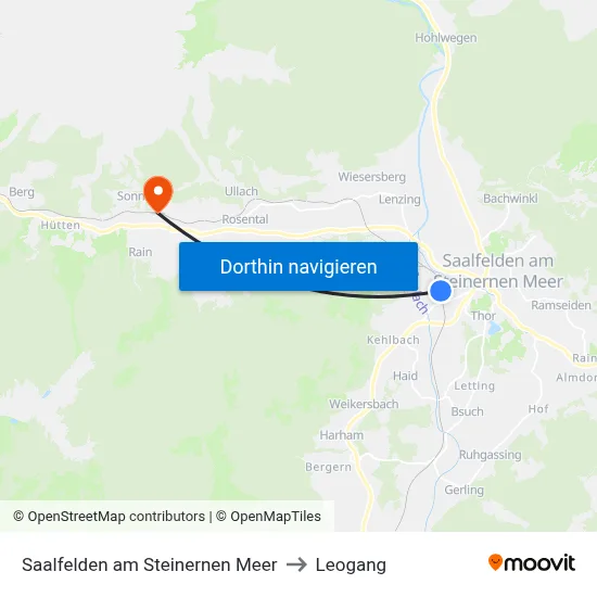 Saalfelden am Steinernen Meer to Leogang map