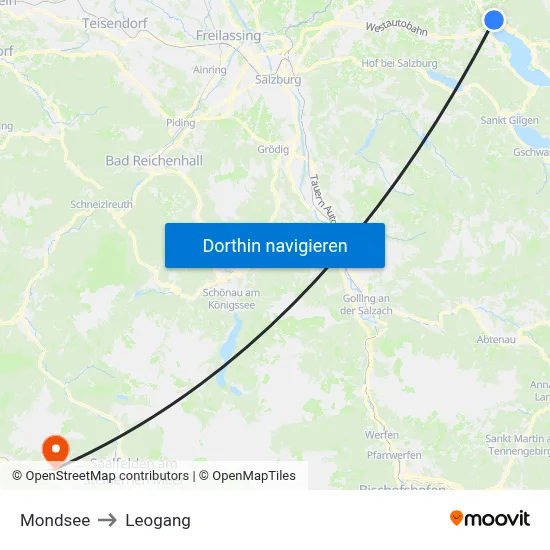 Mondsee to Leogang map