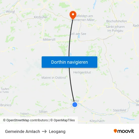 Gemeinde Amlach to Leogang map