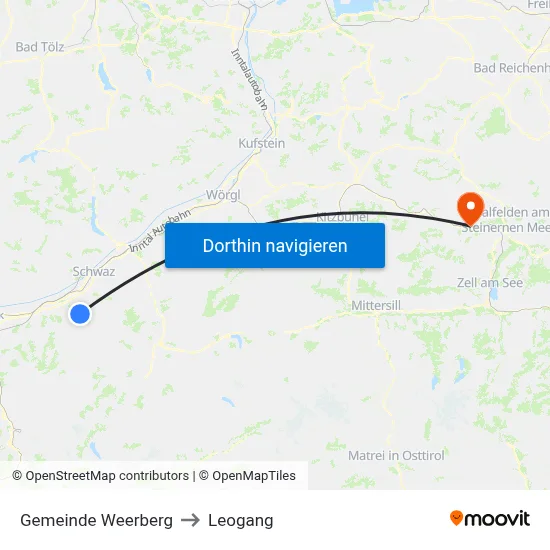 Gemeinde Weerberg to Leogang map