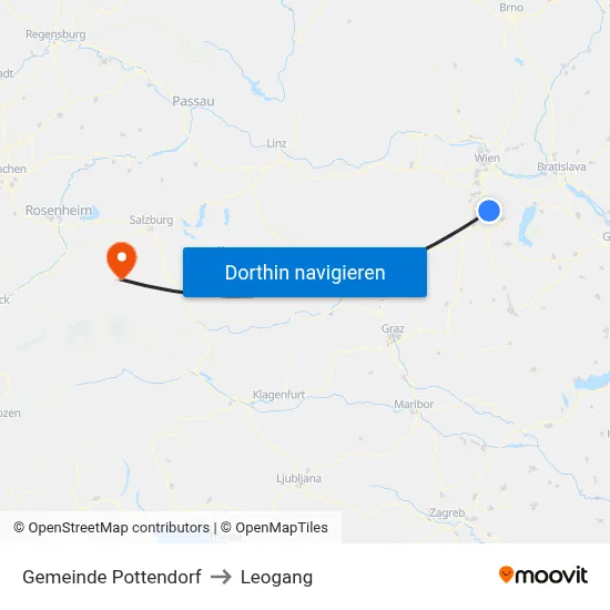 Gemeinde Pottendorf to Leogang map
