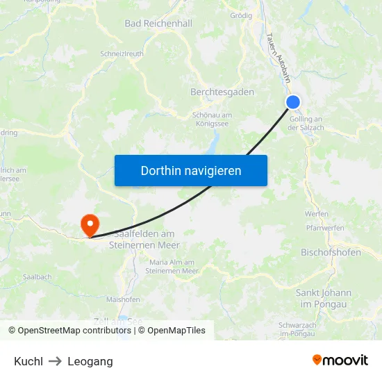 Kuchl to Leogang map
