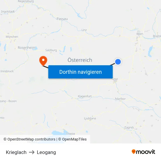 Krieglach to Leogang map