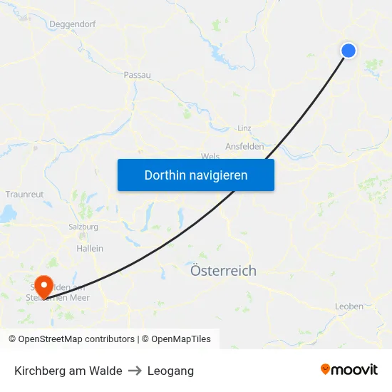 Kirchberg am Walde to Leogang map