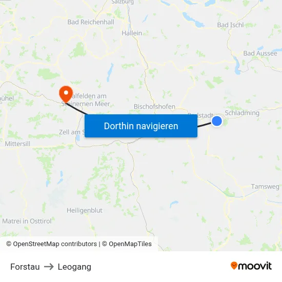 Forstau to Leogang map