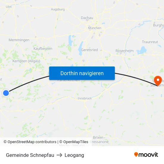 Gemeinde Schnepfau to Leogang map