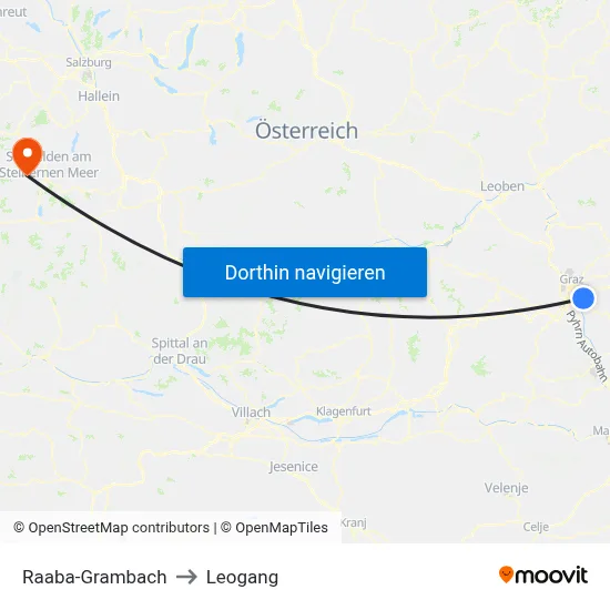 Raaba-Grambach to Leogang map