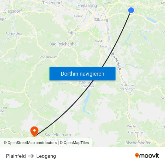 Plainfeld to Leogang map
