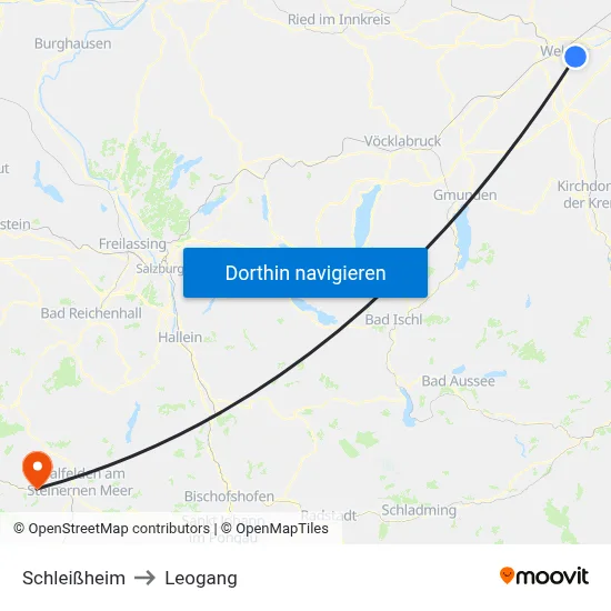 Schleißheim to Leogang map