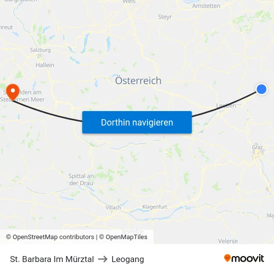 St. Barbara Im Mürztal to Leogang map