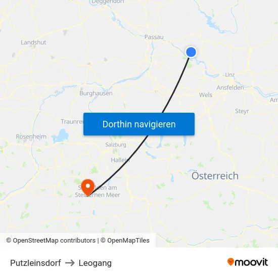 Putzleinsdorf to Leogang map