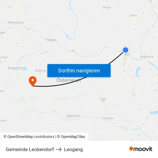 Gemeinde Leobendorf to Leogang map