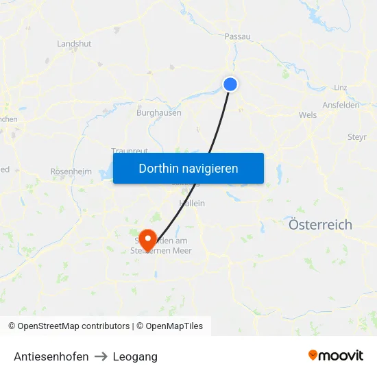 Antiesenhofen to Leogang map