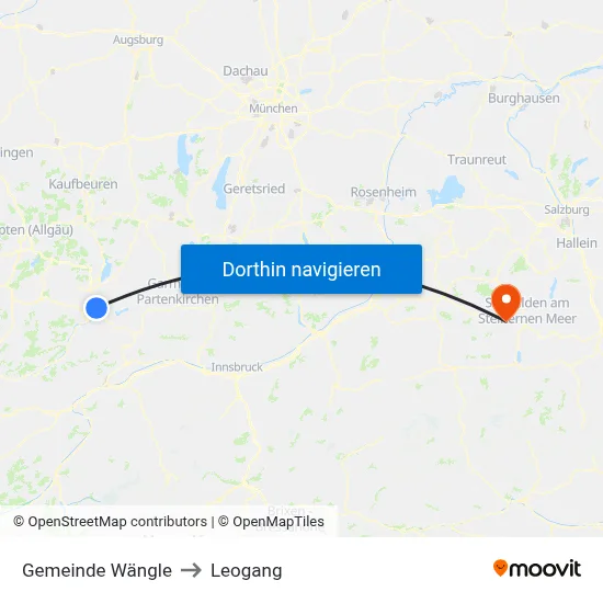 Gemeinde Wängle to Leogang map