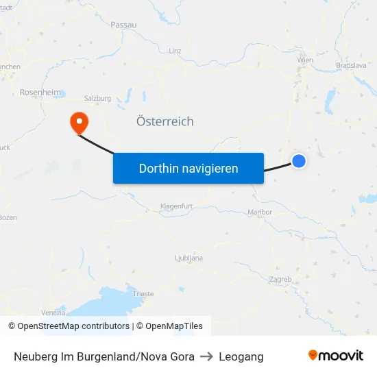 Neuberg Im Burgenland/Nova Gora to Leogang map