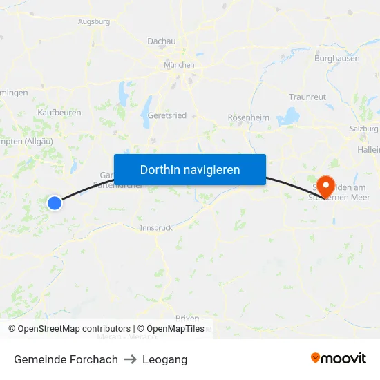 Gemeinde Forchach to Leogang map