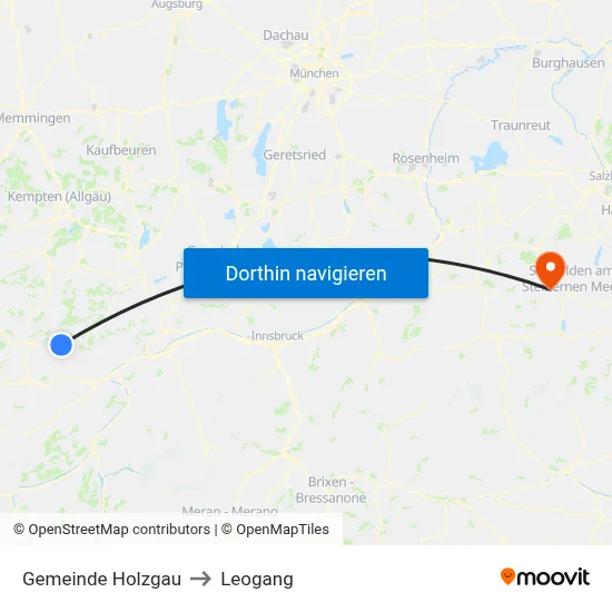 Gemeinde Holzgau to Leogang map