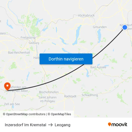 Inzersdorf Im Kremstal to Leogang map