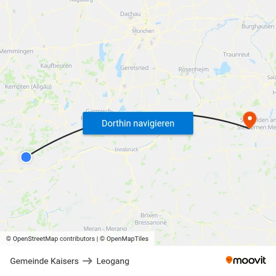 Gemeinde Kaisers to Leogang map
