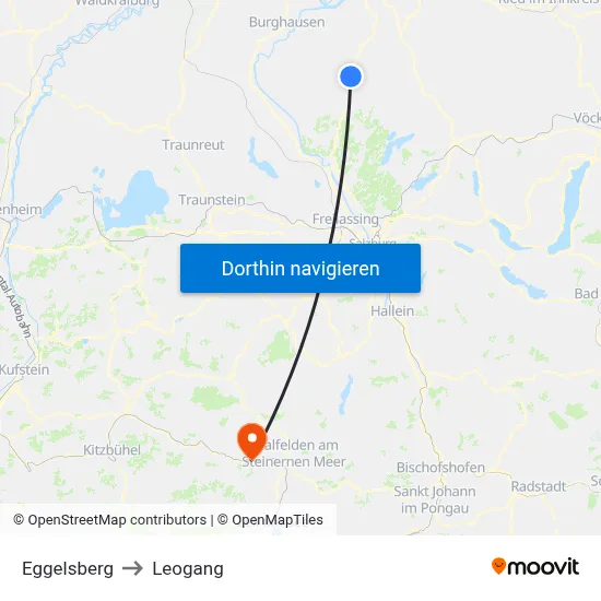 Eggelsberg to Leogang map