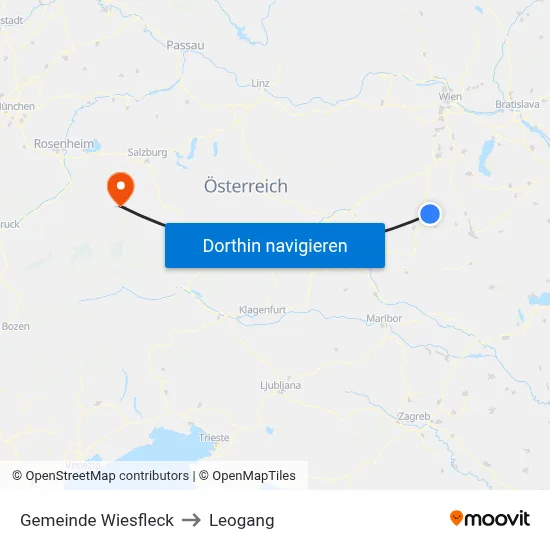 Gemeinde Wiesfleck to Leogang map
