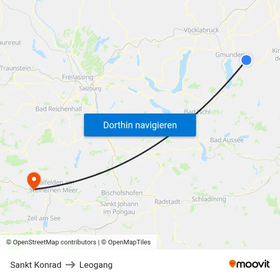 Sankt Konrad to Leogang map