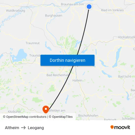 Altheim to Leogang map