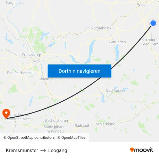 Kremsmünster to Leogang map