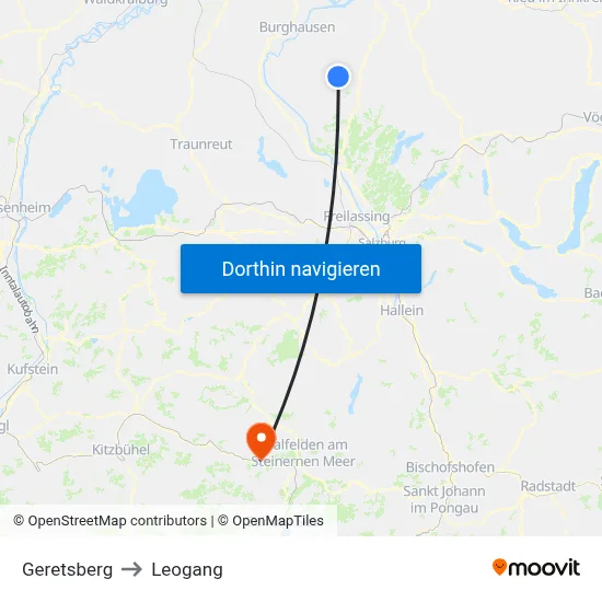 Geretsberg to Leogang map