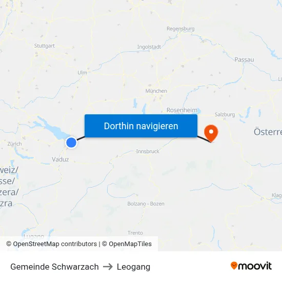 Gemeinde Schwarzach to Leogang map