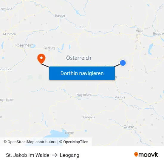 St. Jakob Im Walde to Leogang map