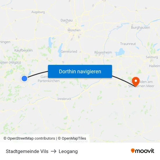 Stadtgemeinde Vils to Leogang map