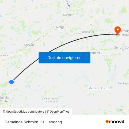 Gemeinde Schmirn to Leogang map