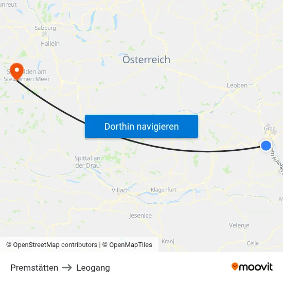 Premstätten to Leogang map
