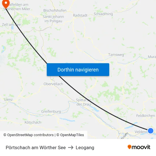 Pörtschach am Wörther See to Leogang map