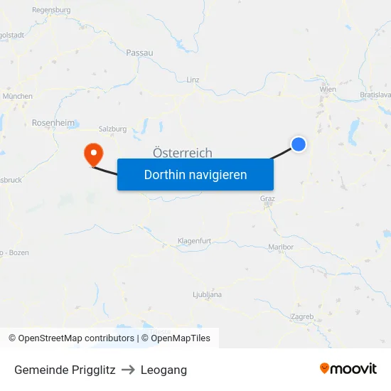 Gemeinde Prigglitz to Leogang map