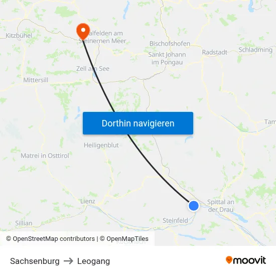 Sachsenburg to Leogang map