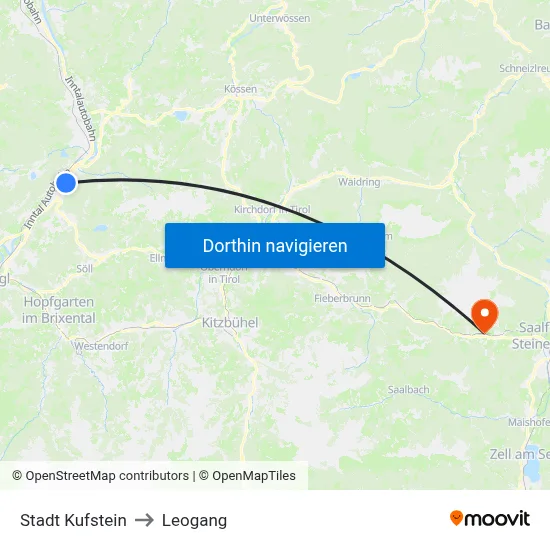 Stadt Kufstein to Leogang map