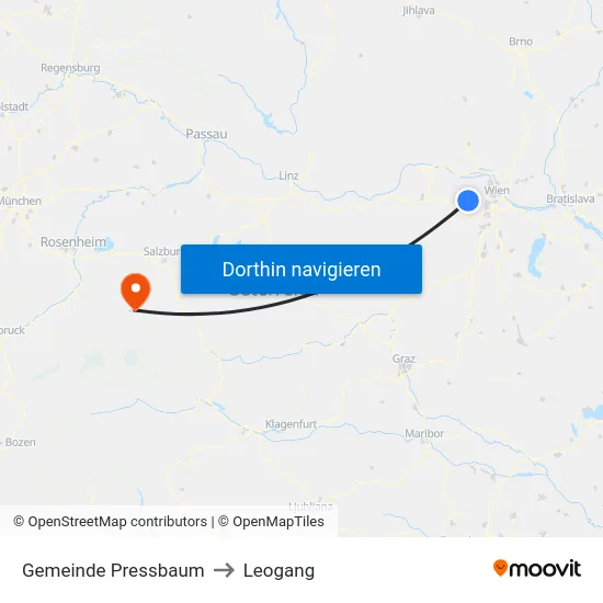 Gemeinde Pressbaum to Leogang map