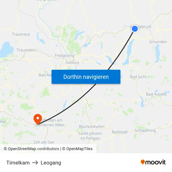Timelkam to Leogang map